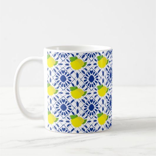 Mug Carreau de citron géométrique bleu (Gauche)