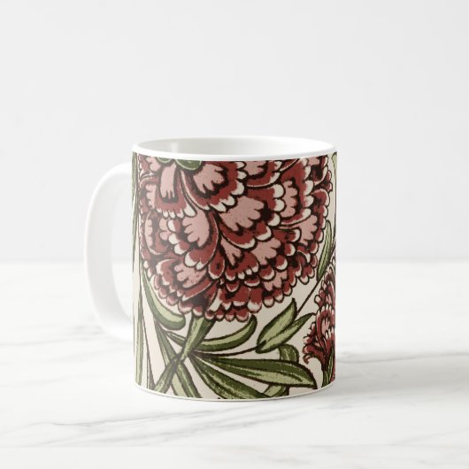 Mug Carreau de fleur d'œillet Art antique rustique De (Devant gauche)