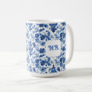 Mug Carreau floral bleu portugais vintage