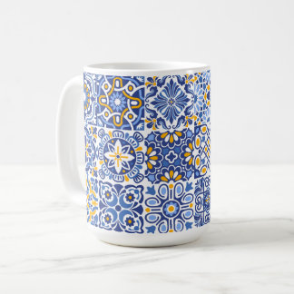 Mug Carreau méditerranéen marocain bleu et jaune