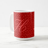 Mug Carreau rouge coeurs valentine & diamants monogram (Devant gauche)