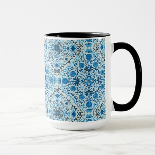 Mug Carreaux à fleurs bleus (Droite)