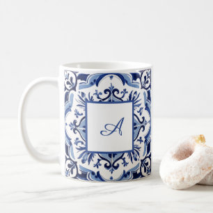 Mug Carreaux blancs italiens Amalfi   votre initiale