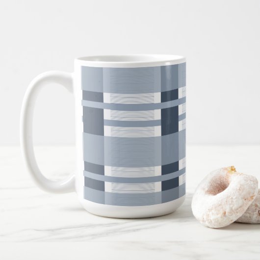 Mug Carreaux bleus et rayures  (Avec donut)