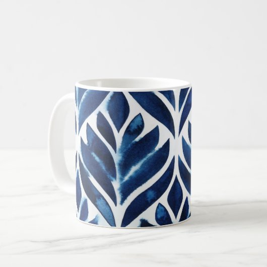 Mug Carreaux d'aquarelle de cobalt IV (Devant gauche)