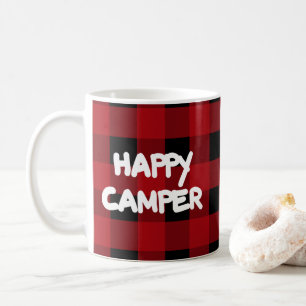 Mug Carreaux de buffle rouges et noirs Happy Camper