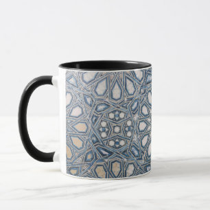 Mug Carreaux de céramique géométriques azur et blanc