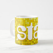 Mug Carreaux de discothèque Muqueuse jaune 'étoile' (Devant gauche)