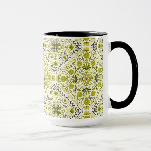 Mug Carreaux de fleurs en vert (Droite)