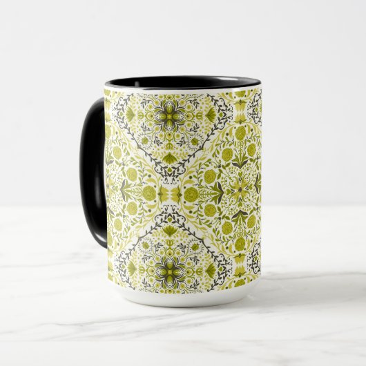 Mug Carreaux de fleurs en vert (Devant gauche)