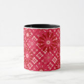 Mug Carreaux de fleurs , floral , carreaux , rouge , r (Centre)
