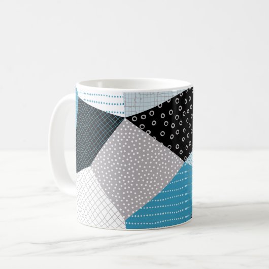Mug Carreaux de tracé géométriques à main libre (Devant gauche)