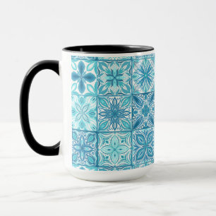 Mug Carreaux décorés en bleu et blanc