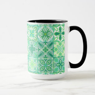 Mug Carreaux décorés en vert et blanc