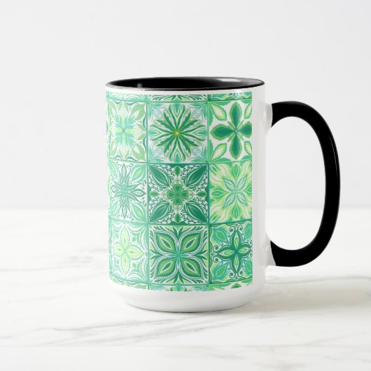 Mug Carreaux décorés en vert et blanc (Droite)
