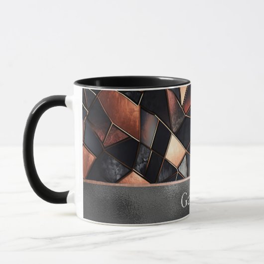 Mug Carreaux d'or Rose noir (Gauche)