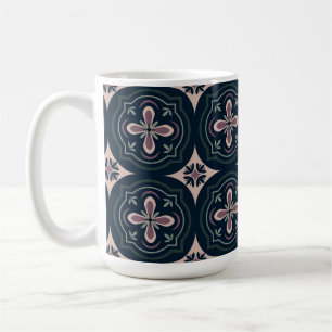Mug carreaux géométriques floraux de couleur terreuse
