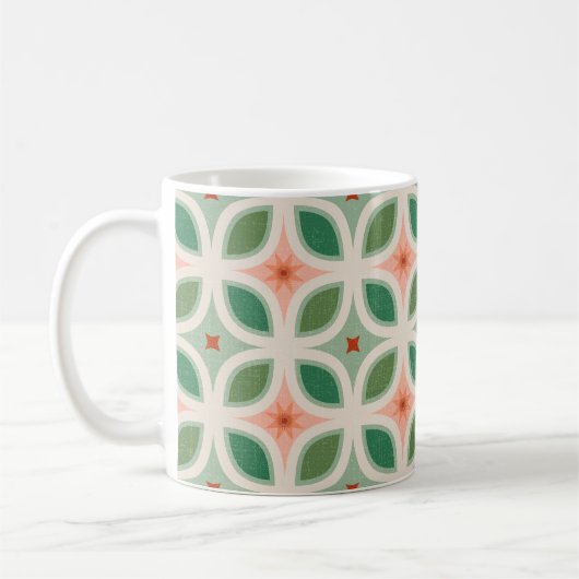 Mug Carreaux géométriques verts du milieu du siècle (Gauche)