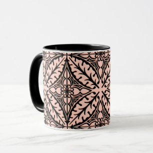 Mug Carreaux marocains - rose pêche et noir