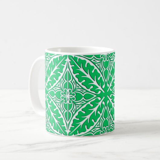 Mug Carreaux marocains - vert jade et blanc (Devant gauche)