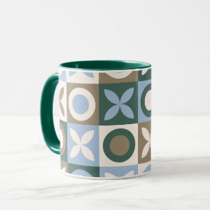 Mug Carreaux Mosaïques Géométriques Bleus et Marrons