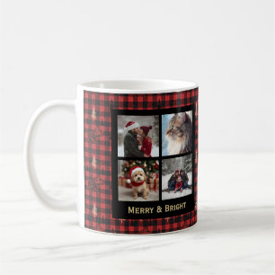 Mug Carreaux Plaid 4 Photo Noël Rouge Noir Chic Rustiq