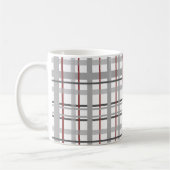 Mug Carreaux Rouge Gris Argent Monogramme (Gauche)