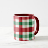 Mug Carreaux Rouge Vert Blanc Joyeux Rustique Maison S (Devant droit)