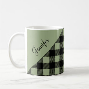 Mug Carreaux Vert Sauge Personnalisés