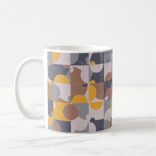 Mug Carreaux vintages motif, fond transparent abstrait