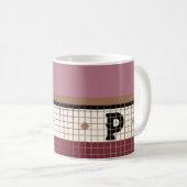 Mug Carrelage Bistro vintage Cranberry et Monogramme O (Devant droit)