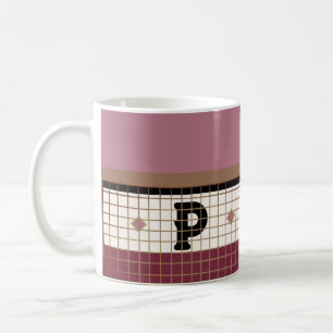 Mug Carrelage Bistro vintage Cranberry et Monogramme O