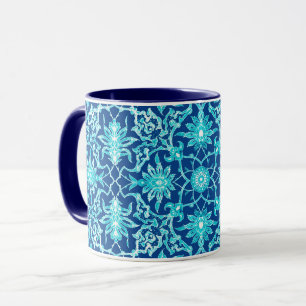 Mug Carrelage chinois Art Nouveau - Turquoise et Bleu