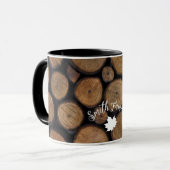 Mug Carrelage en bois en Arrière - plan noir avec nom  (Devant gauche)