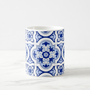 Mug Carrelage italien, majolica, bleu et blanc motif  