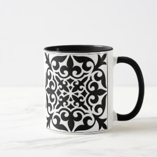Mug Carrelage marocain - blanc avec arrière - plan noi