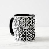 Mug Carrelage marocain - blanc avec arrière - plan noi (Devant gauche)