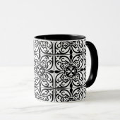 Mug Carrelage marocain - blanc avec arrière - plan noi (Devant droit)