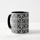 Mug Carrelage marocain, blanc avec arrière - plan noir (Devant gauche)