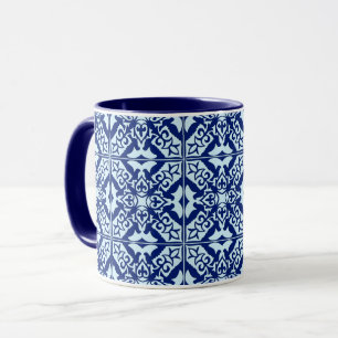 Mug Carrelage marocain - bleu marine et bleu clair