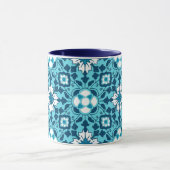 Mug Carrelage marocain floral, Indigo, bleu ciel et bl (Centre)