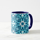 Mug Carrelage marocain floral, Indigo, bleu ciel et bl (Devant droit)