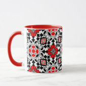 Mug Carrelage marocain floral, rouge profond, noir et  (Gauche)