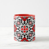 Mug Carrelage marocain floral, rouge profond, noir et  (Centre)
