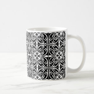 Mug Carrelage marocain - noir avec arrière - plan blan