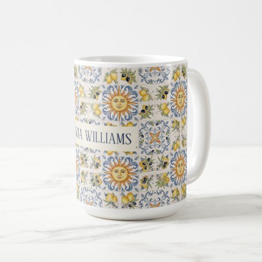 Mug Carrelage Méditerranéen au Citron Design Italien C (Devant droit)