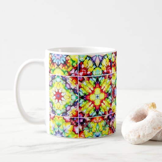 Mug Carrelage méditerranéen, Carreaux d'encre d'alcool (Avec donut)