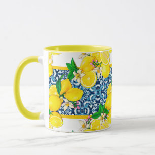 Mug Carrelage méditerranéen clair Sicilien Citrus Lemo