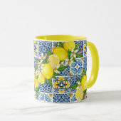 Mug Carrelage méditerranéen clair Sicilien Citrus Lemo (Devant droit)