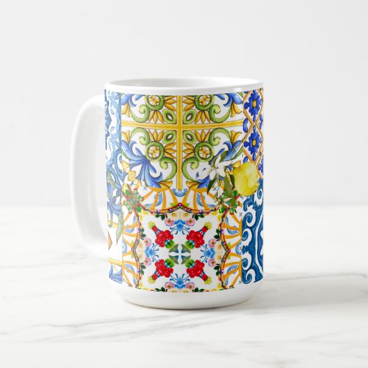 Mug Carrelage méditerranéen, majolica, style sicilien (Devant gauche)
